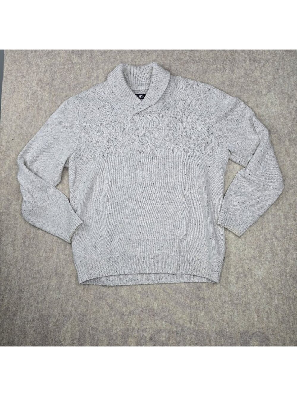 Chaps Men's Shawl Collar Pullover Sweater Light Gray XL Acrylic Blend